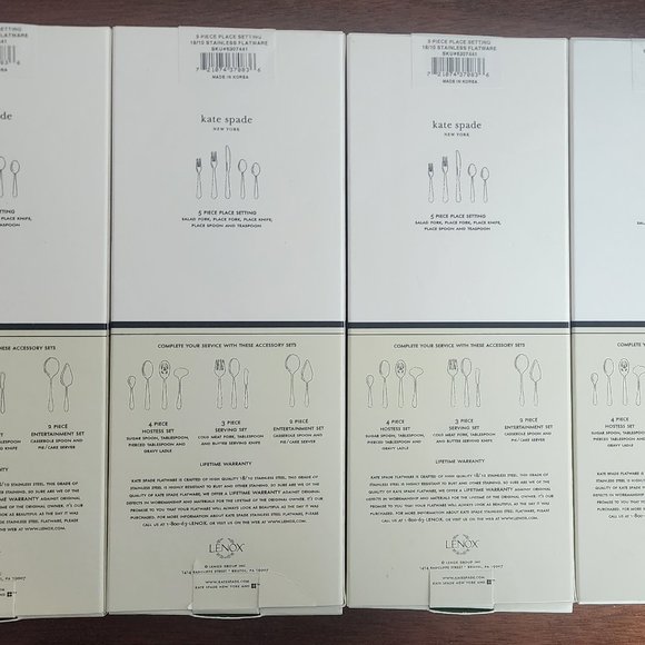 Kate Spade Larabee Dot Stainless Steel 5 piece Flatware Set (4 sets= 20 pieces) - Picture 8 of 9